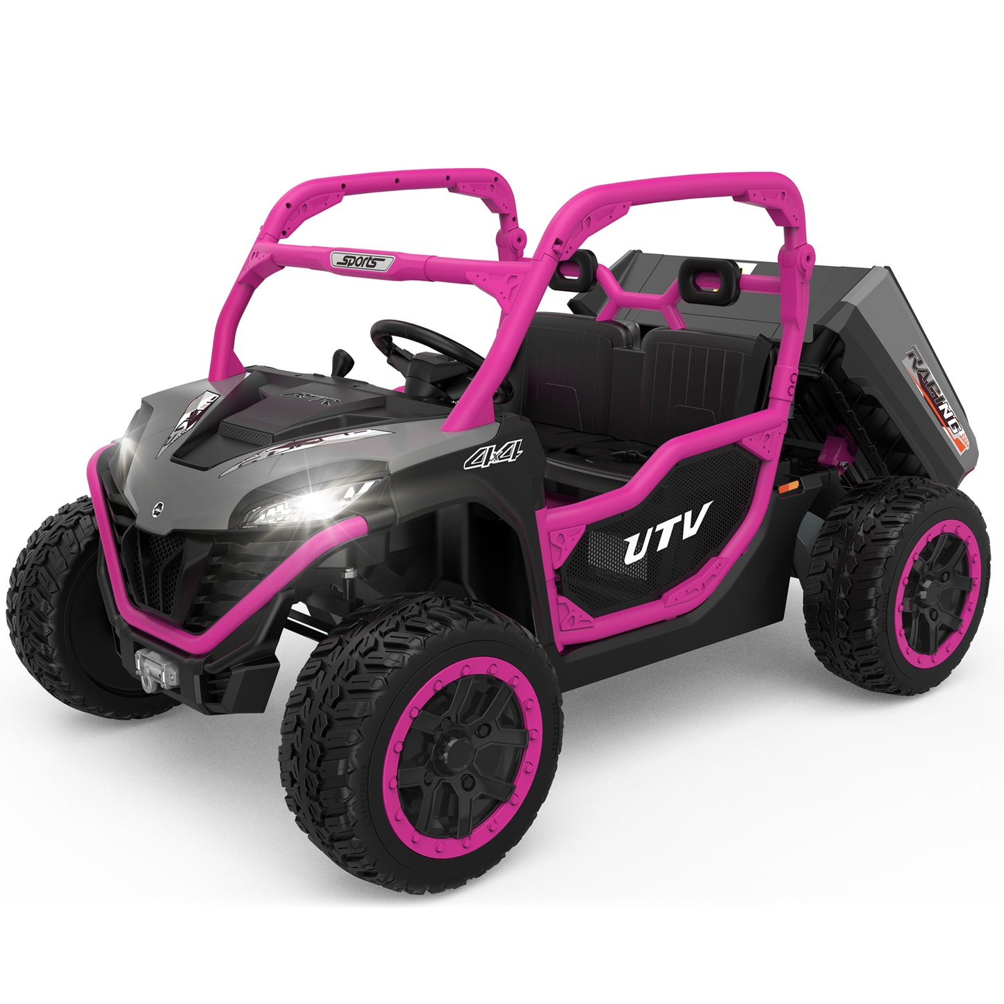 TOKTOO 24V 4WD/2WD Ride on UTV, 2 Seater Ride on Dump Truck with Electric Dump Bed, Remote Control, EVA Tires