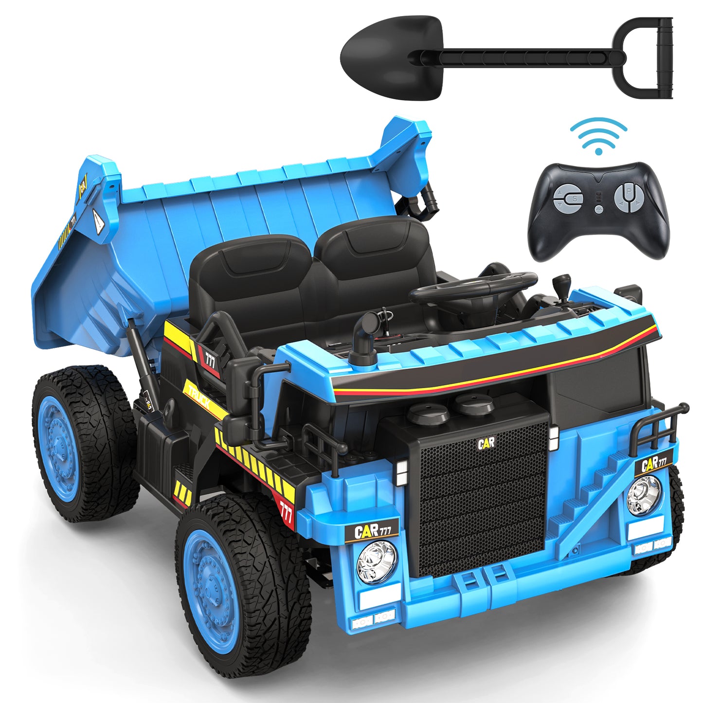 TOKTOO 24V Powered Ride on Dump Truck w/ Electric Dump Bed, Remote Control, 1 Seater Electric Car for Kids Aged 3-5 Years