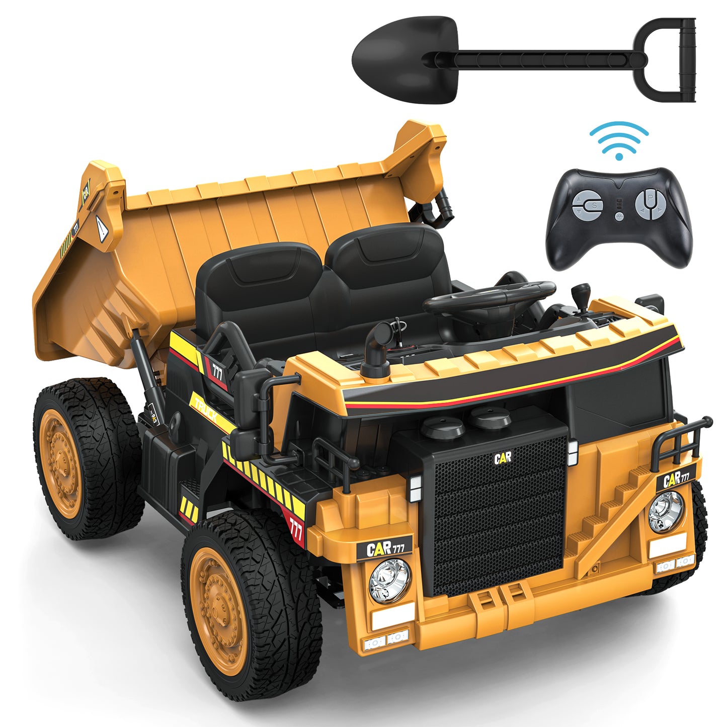 TOKTOO 24V Powered Ride on Dump Truck w/ Electric Dump Bed, Remote Control, 1 Seater Electric Car for Kids Aged 3-5 Years